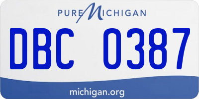 MI license plate DBC0387