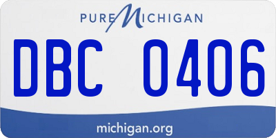 MI license plate DBC0406
