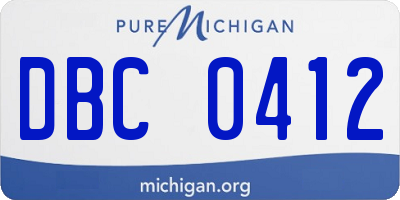 MI license plate DBC0412