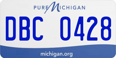 MI license plate DBC0428