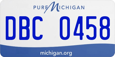 MI license plate DBC0458