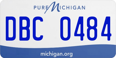 MI license plate DBC0484