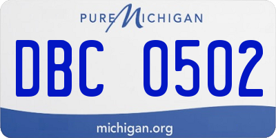 MI license plate DBC0502
