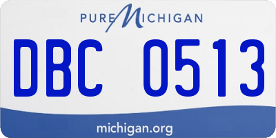 MI license plate DBC0513