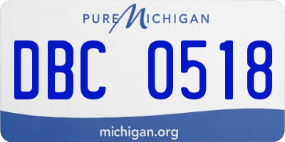 MI license plate DBC0518