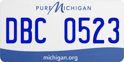 MI license plate DBC0523