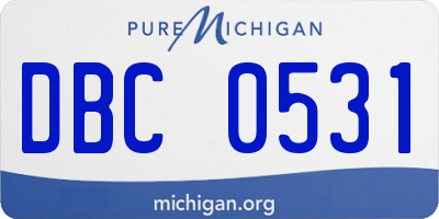 MI license plate DBC0531