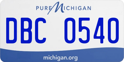 MI license plate DBC0540