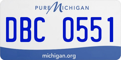 MI license plate DBC0551