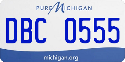 MI license plate DBC0555