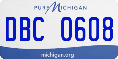 MI license plate DBC0608