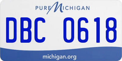MI license plate DBC0618