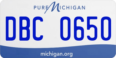 MI license plate DBC0650