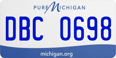 MI license plate DBC0698