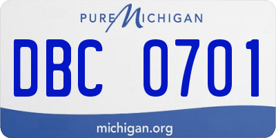 MI license plate DBC0701
