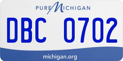 MI license plate DBC0702