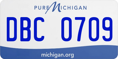 MI license plate DBC0709