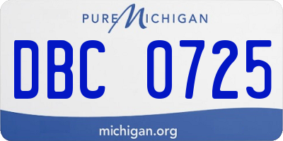 MI license plate DBC0725