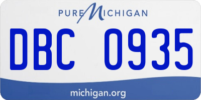 MI license plate DBC0935