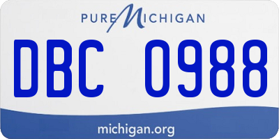 MI license plate DBC0988
