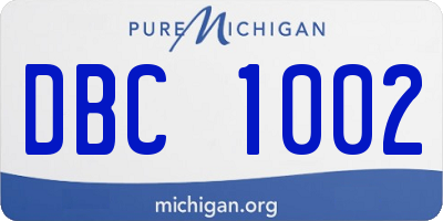 MI license plate DBC1002