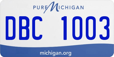 MI license plate DBC1003