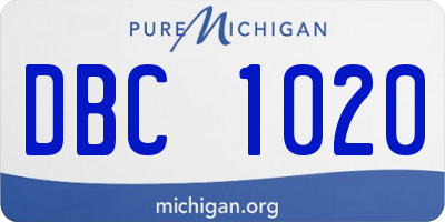 MI license plate DBC1020