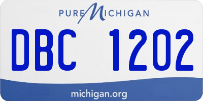 MI license plate DBC1202