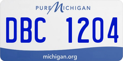 MI license plate DBC1204