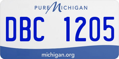 MI license plate DBC1205