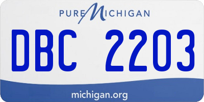MI license plate DBC2203