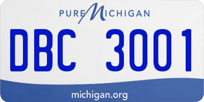 MI license plate DBC3001