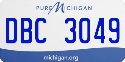 MI license plate DBC3049