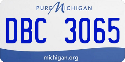 MI license plate DBC3065