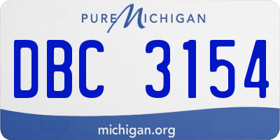 MI license plate DBC3154