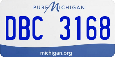 MI license plate DBC3168