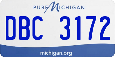 MI license plate DBC3172