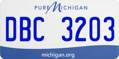 MI license plate DBC3203