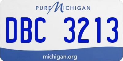 MI license plate DBC3213