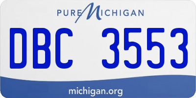 MI license plate DBC3553