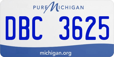 MI license plate DBC3625