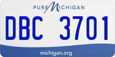 MI license plate DBC3701
