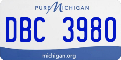 MI license plate DBC3980