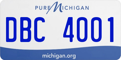 MI license plate DBC4001