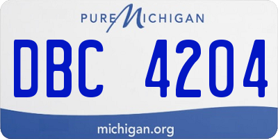 MI license plate DBC4204
