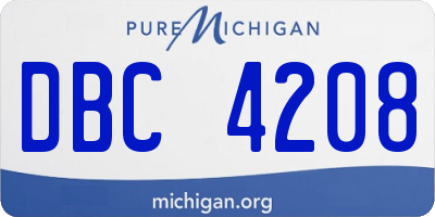 MI license plate DBC4208