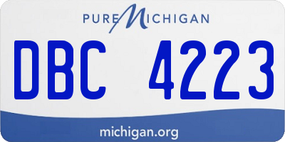 MI license plate DBC4223