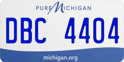 MI license plate DBC4404