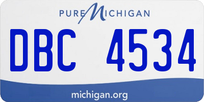 MI license plate DBC4534