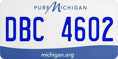 MI license plate DBC4602